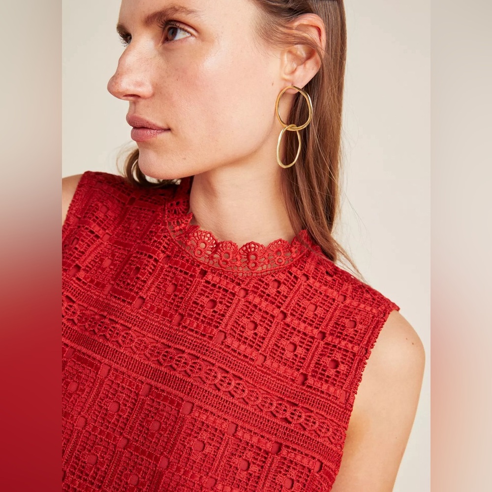 ANTHROPOLOGIE / DANIEL RAINN Lourdes Lace Top - Red - Sz XS